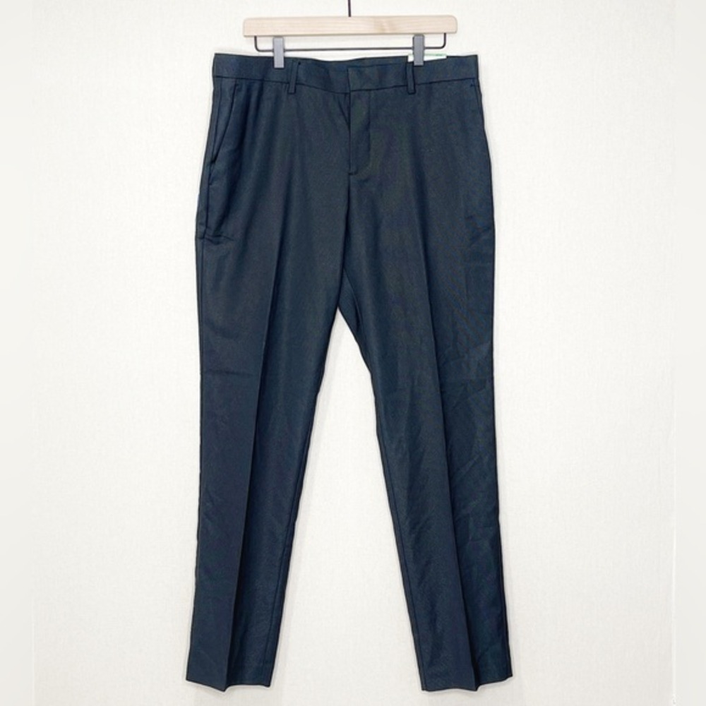 Perry Ellis 34x32 Flat Front Slim Fit‎ Dark Brown Mens Dress Pants